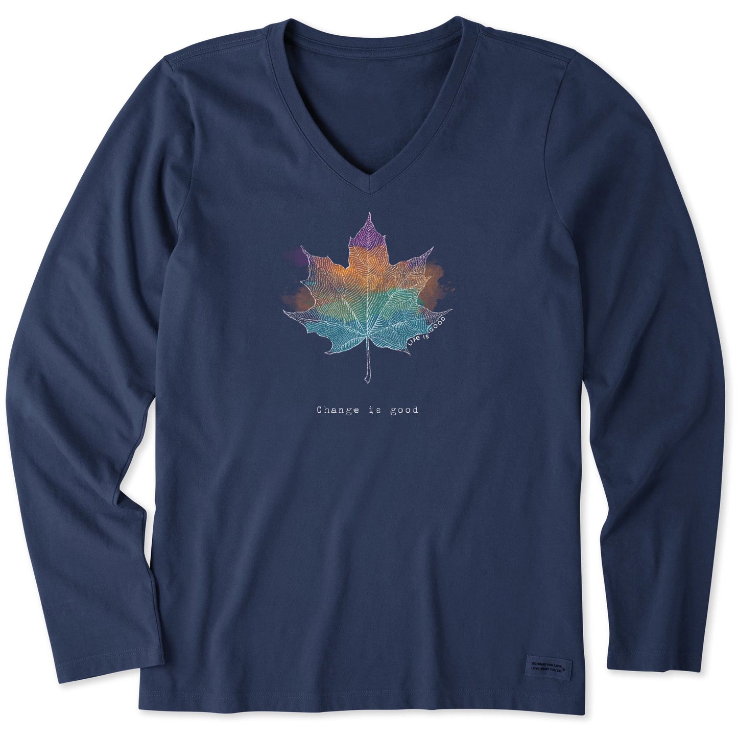 Women's Change Leaf Engraved Long Sleeve Crusher Vee
