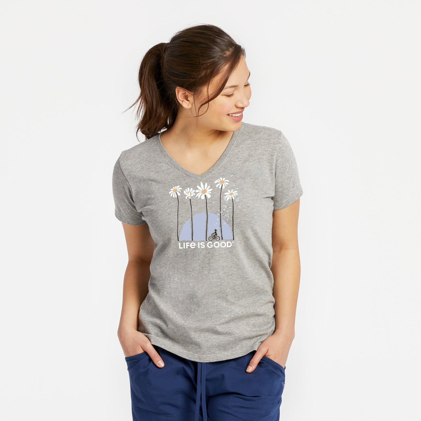 Women's Towering Daisies Bike Short Sleeve Crusher Vee