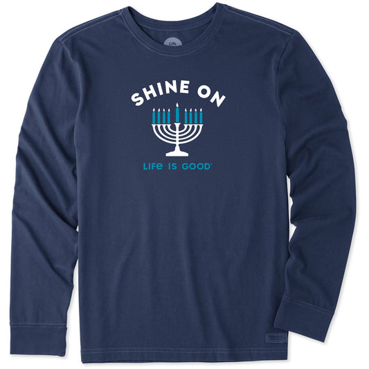 Men's Shine On Menorah Long Sleeve Crusher Tee