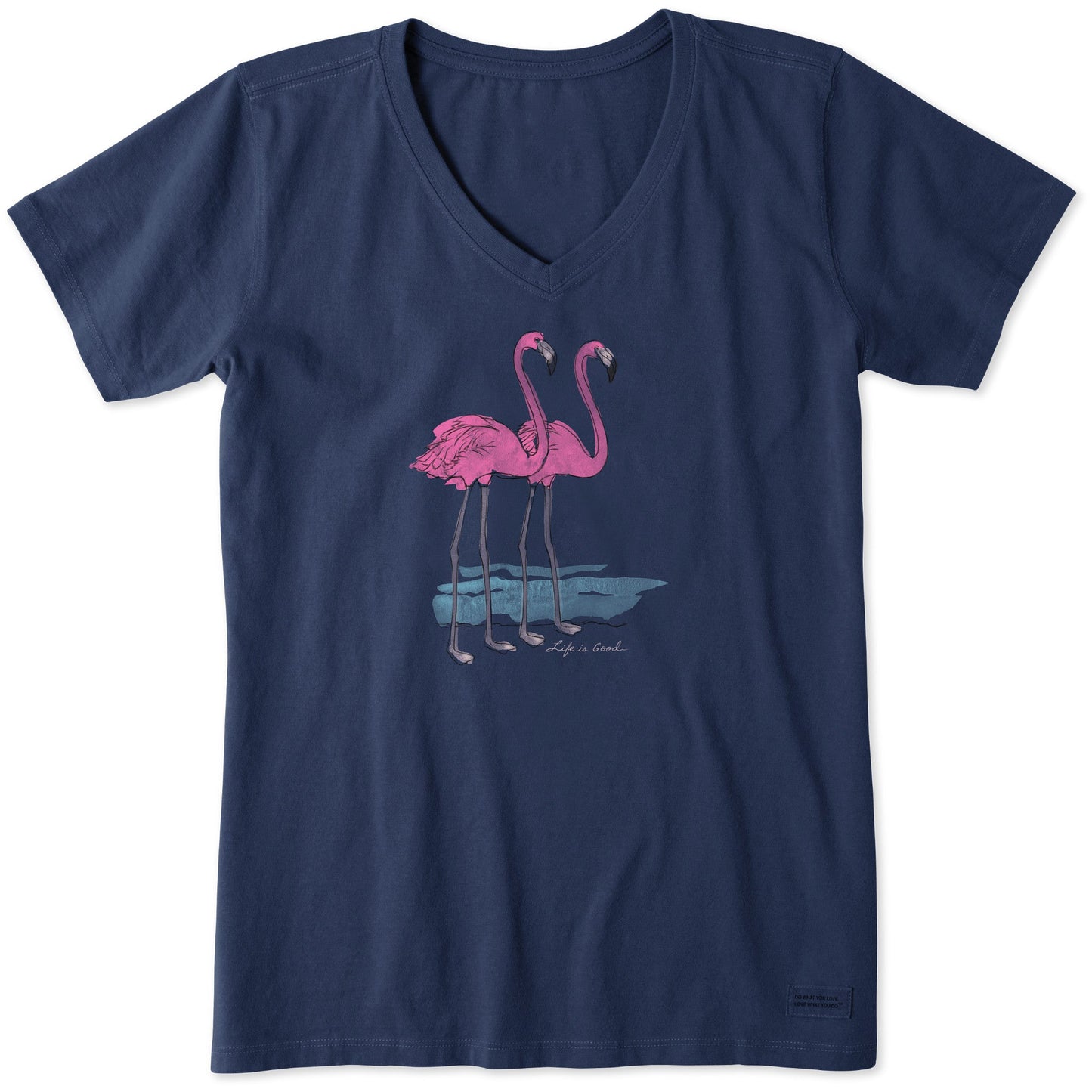 Women's Elegant Flamingos Short Sleeve Vee