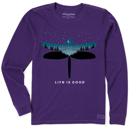 Women's Celestial Dragonfly Landscape Long Sleeve Crusher Tee