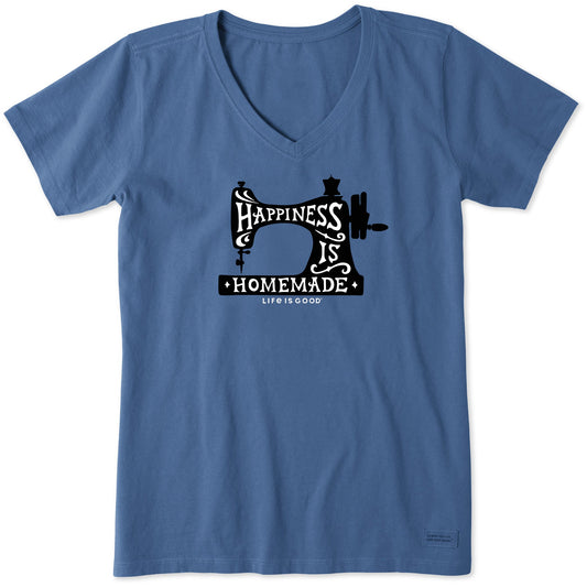Women's Happiness Sewing Machine Short Sleeve Crusher Vee