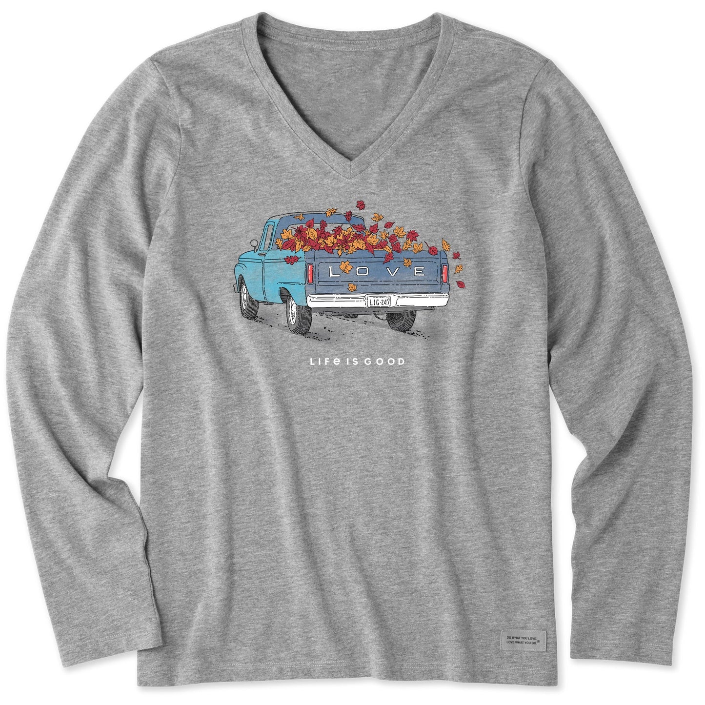 Women's Fall Love Truck Long Sleeve Crusher Vee