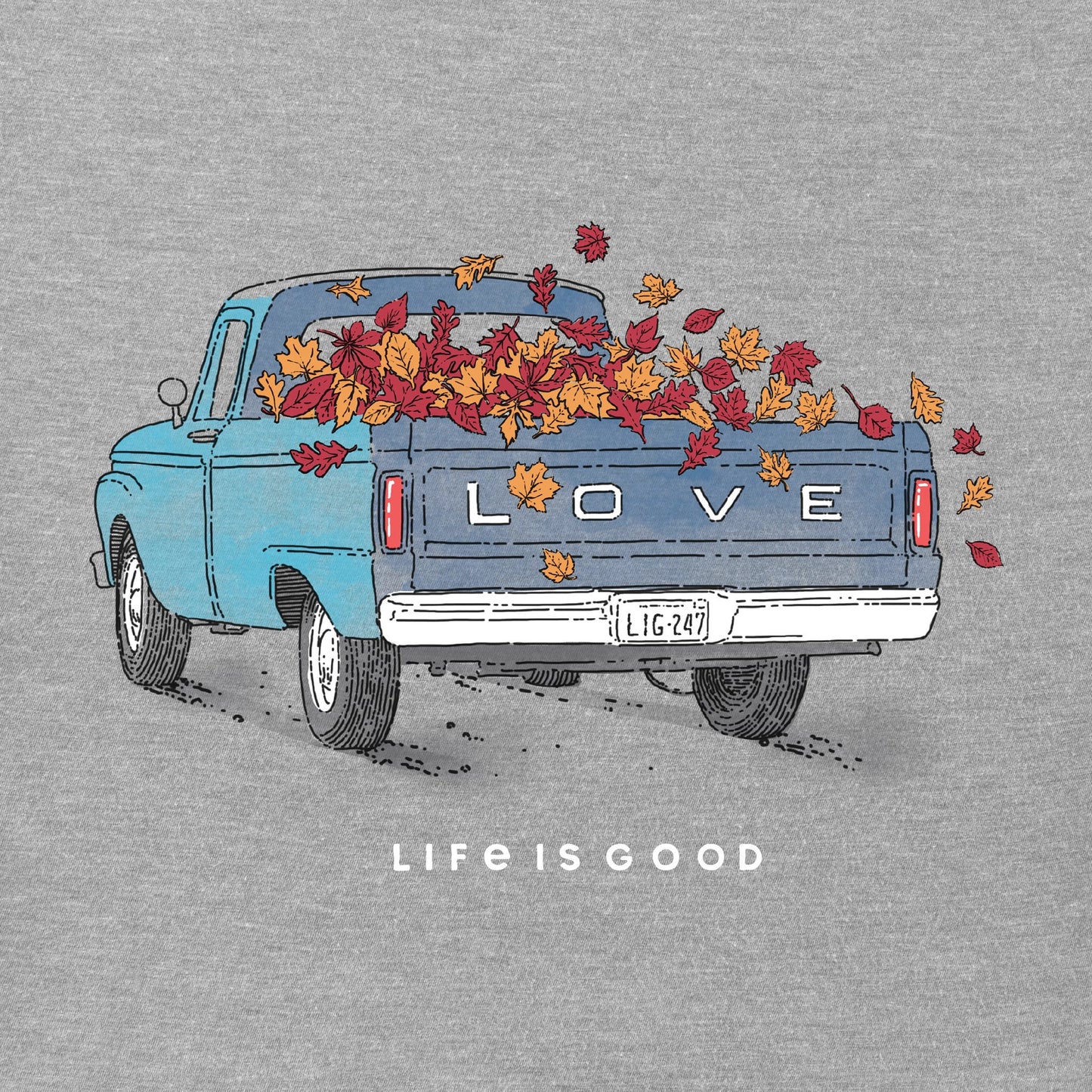 Women's Fall Love Truck Long Sleeve Crusher Vee