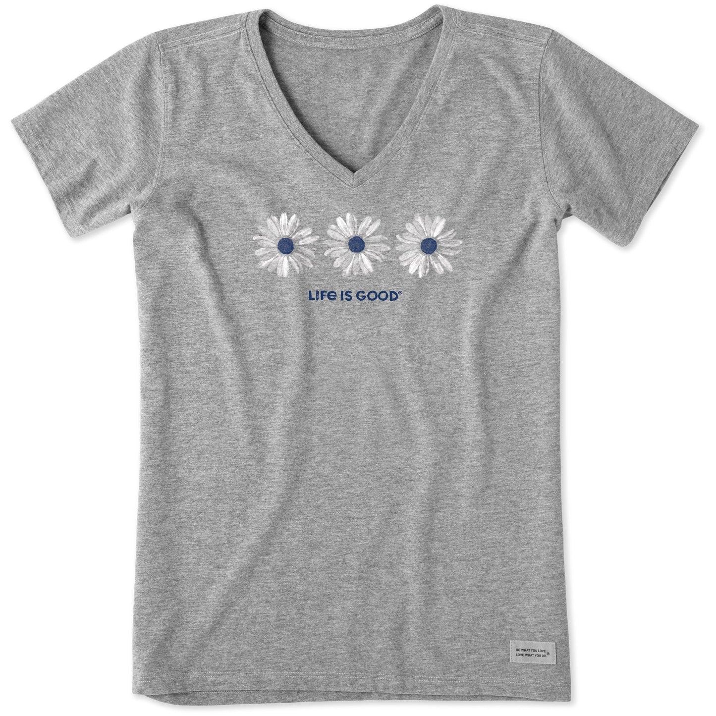 Women's Three Painted Daisies Short Sleeve Vee