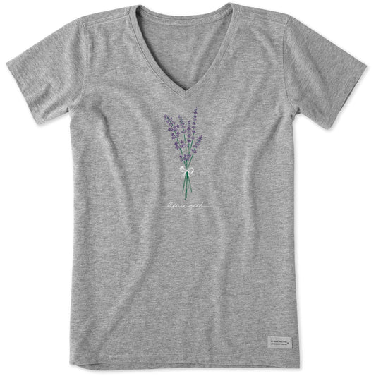 Women's Bunch of Lavender Short Sleeve Crusher Vee