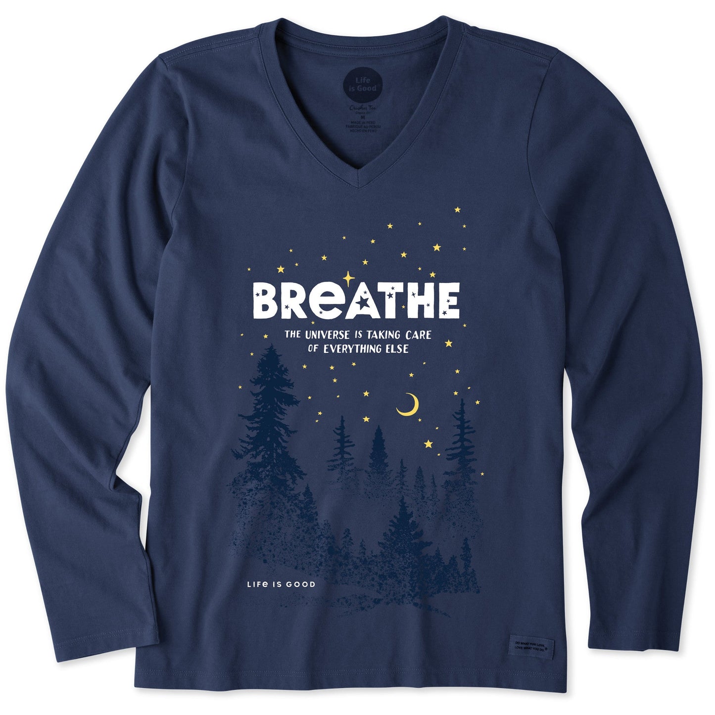 Women's Breathe in the Stars Long Sleeve Crusher Vee