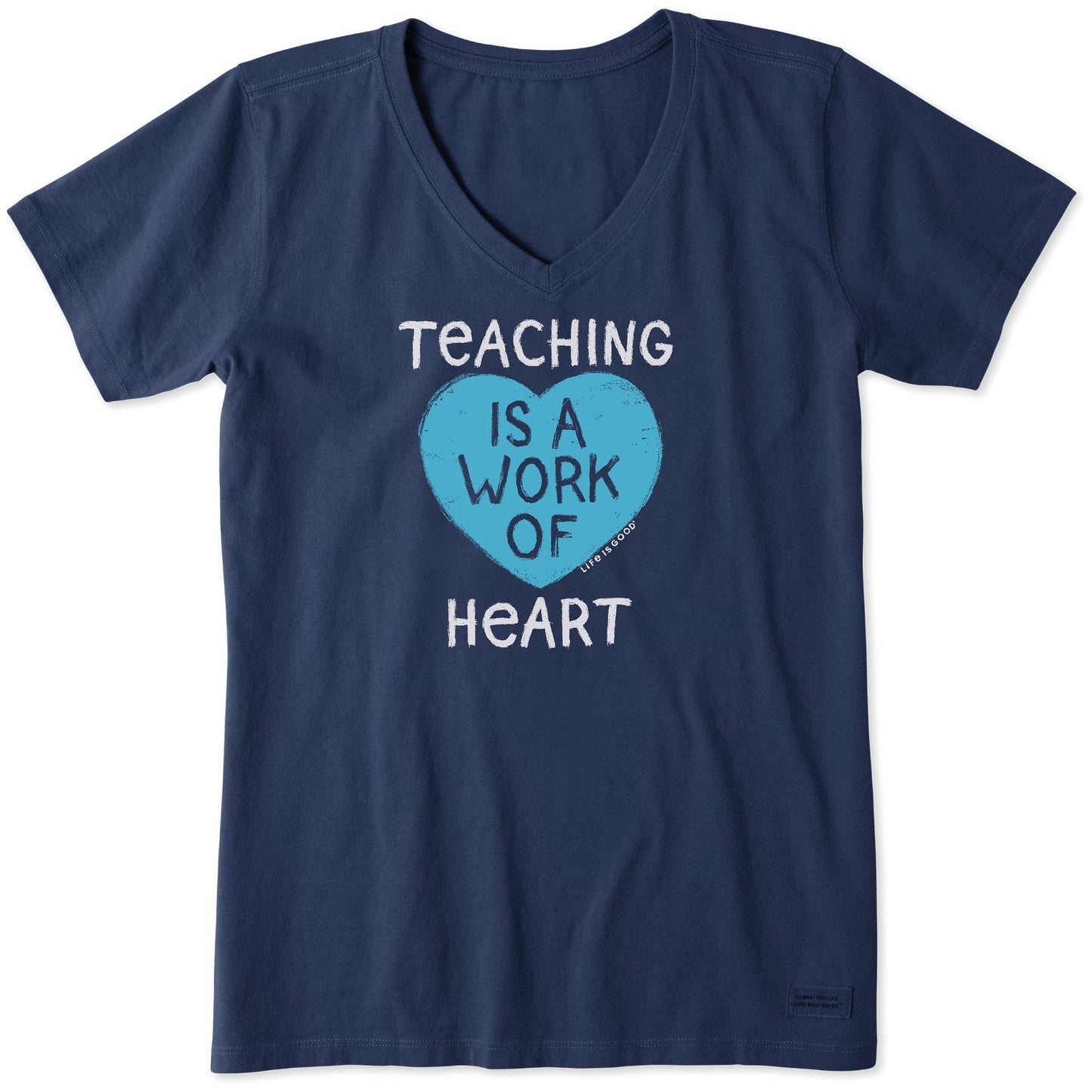 Women's Teaching is a Work of Heart Short Sleeve Crusher Vee