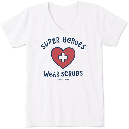 Women's Super Heroes Wear Scrubs Short Sleeve Crusher Vee