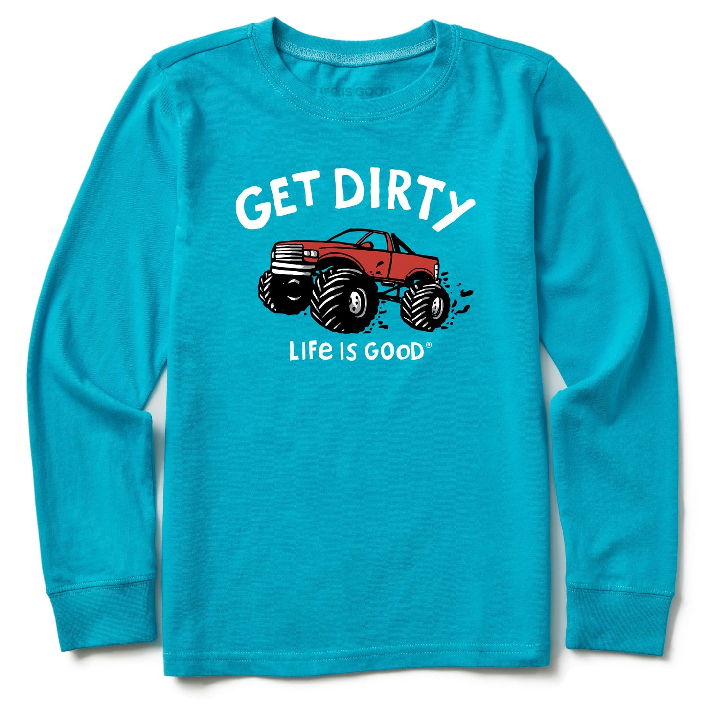 Kids Get Dirty Truck Long Sleeve Crusher Tee