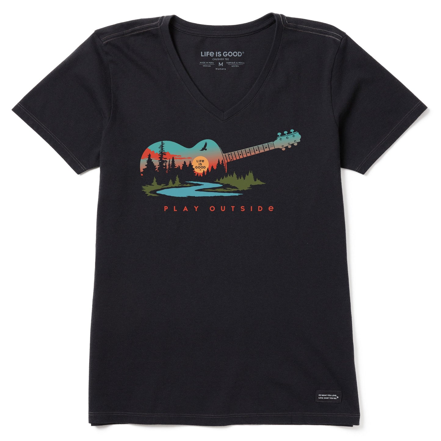 Women's Play Outside Guitar Short Sleeve Crusher Vee