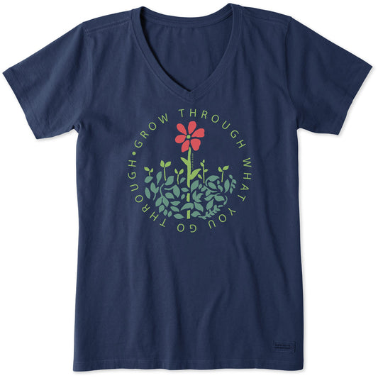 Women's Grow Through What you Go Through Short Sleeve Crusher Vee