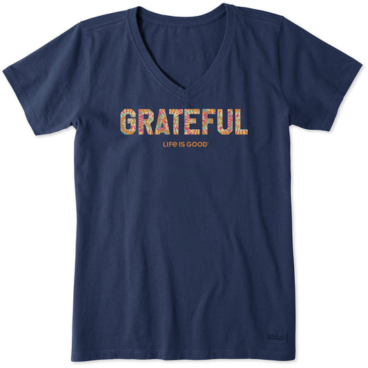Women's Grateful Tie Dye Short Sleeve Crusher Vee