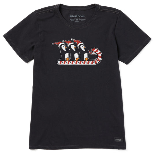 Women's Sledding Penguins Short Sleeve Crusher Tee