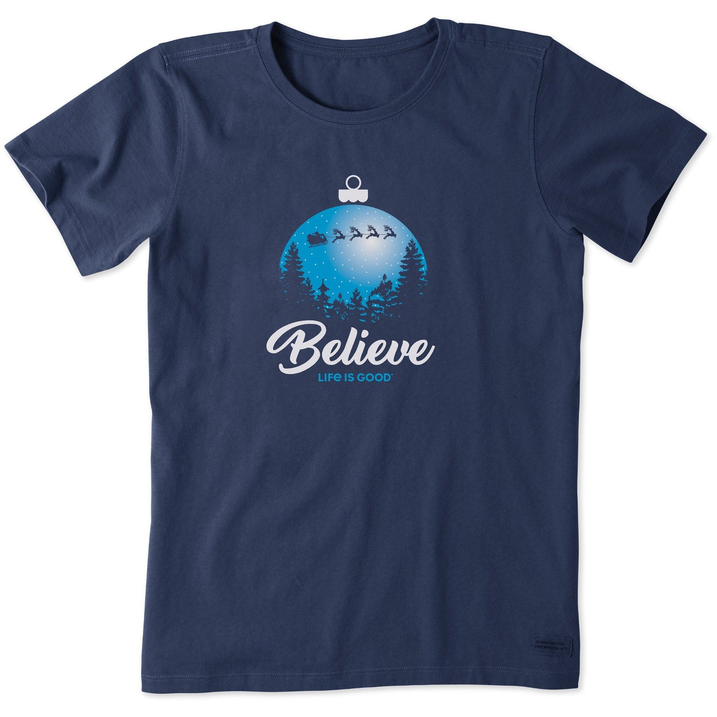 Women's Believe Santa Sleigh Short Sleeve Crusher Tee
