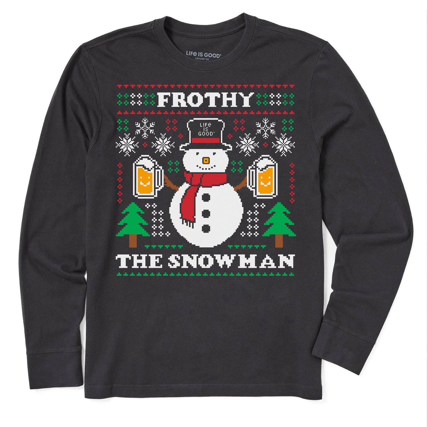 Men's Ugly Sweater Frothy the Snowman Long Sleeve Crusher Tee