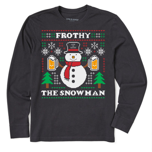 Men's Ugly Sweater Frothy the Snowman Long Sleeve Crusher Tee