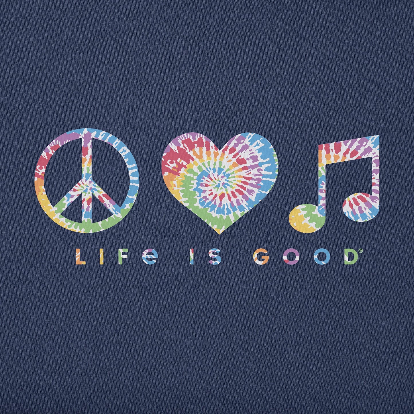 Women's Tie Dye Peace Love Music Short Sleeve Crusher Vee