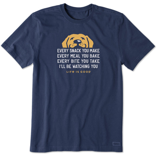 Men's I'll Be Watching You Yellow Lab Short Sleeve Crusher Tee
