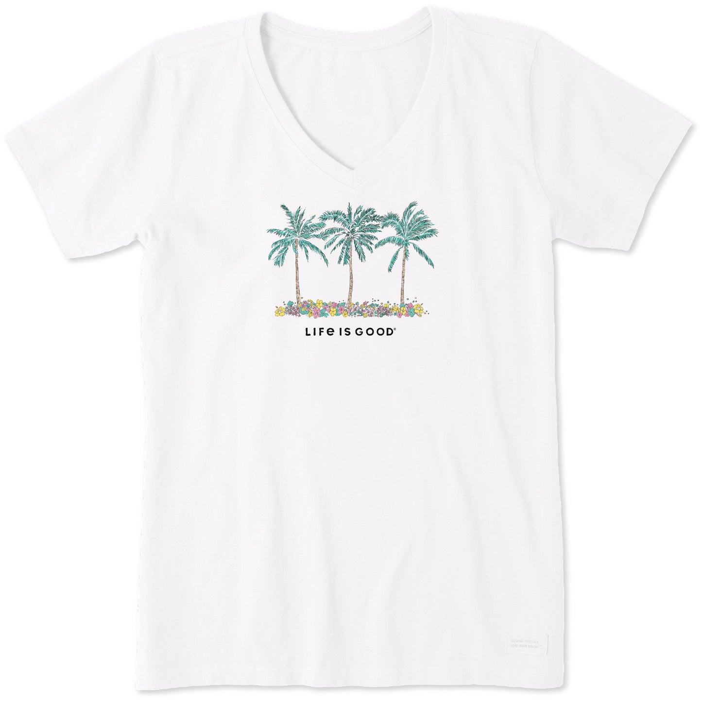 Women's Cool Palm Flowers Short Sleeve Vee