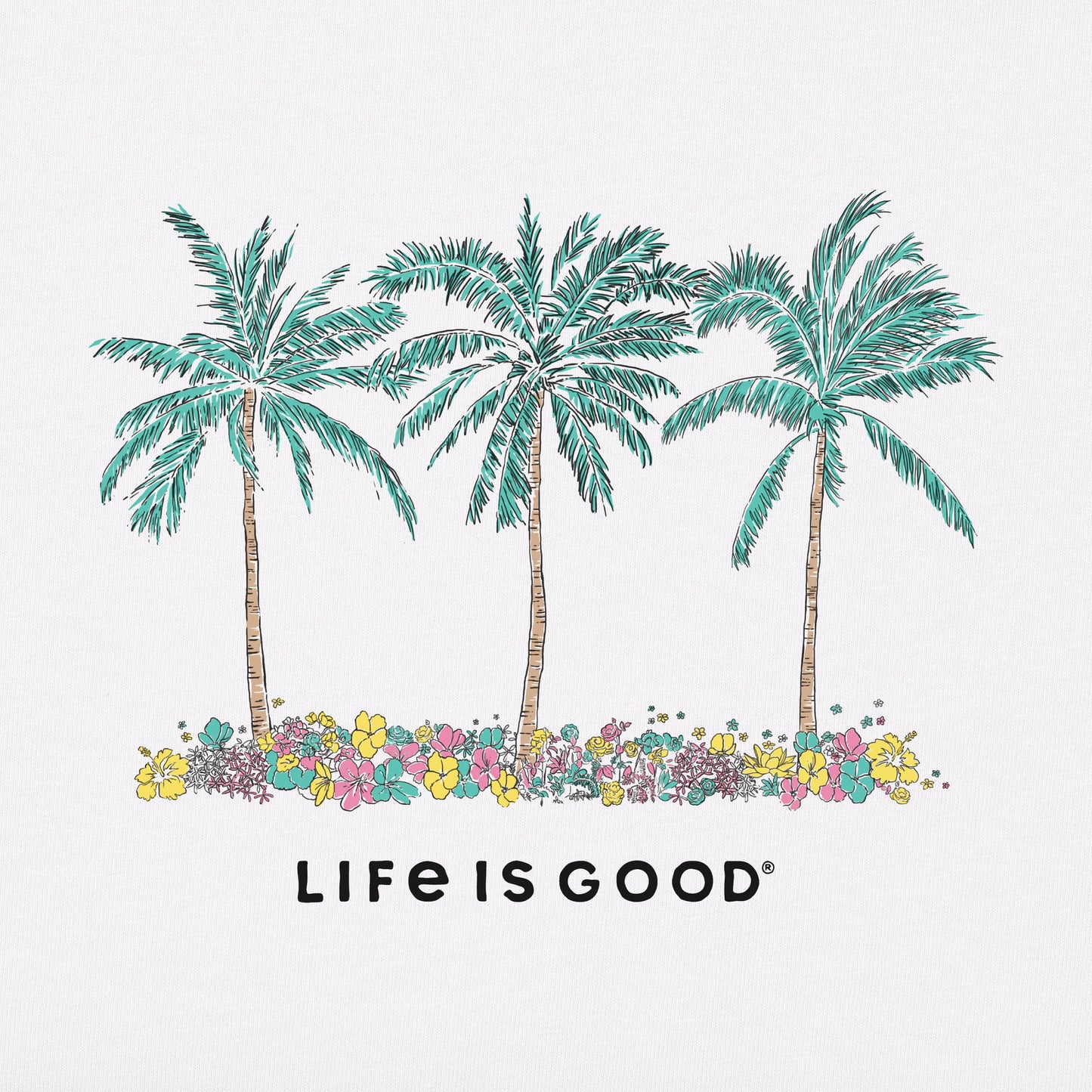 Women's Cool Palm Flowers Short Sleeve Vee