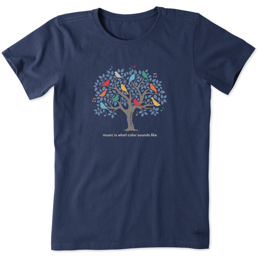 Women's Music Color Tree Short Sleeve Crusher Tee