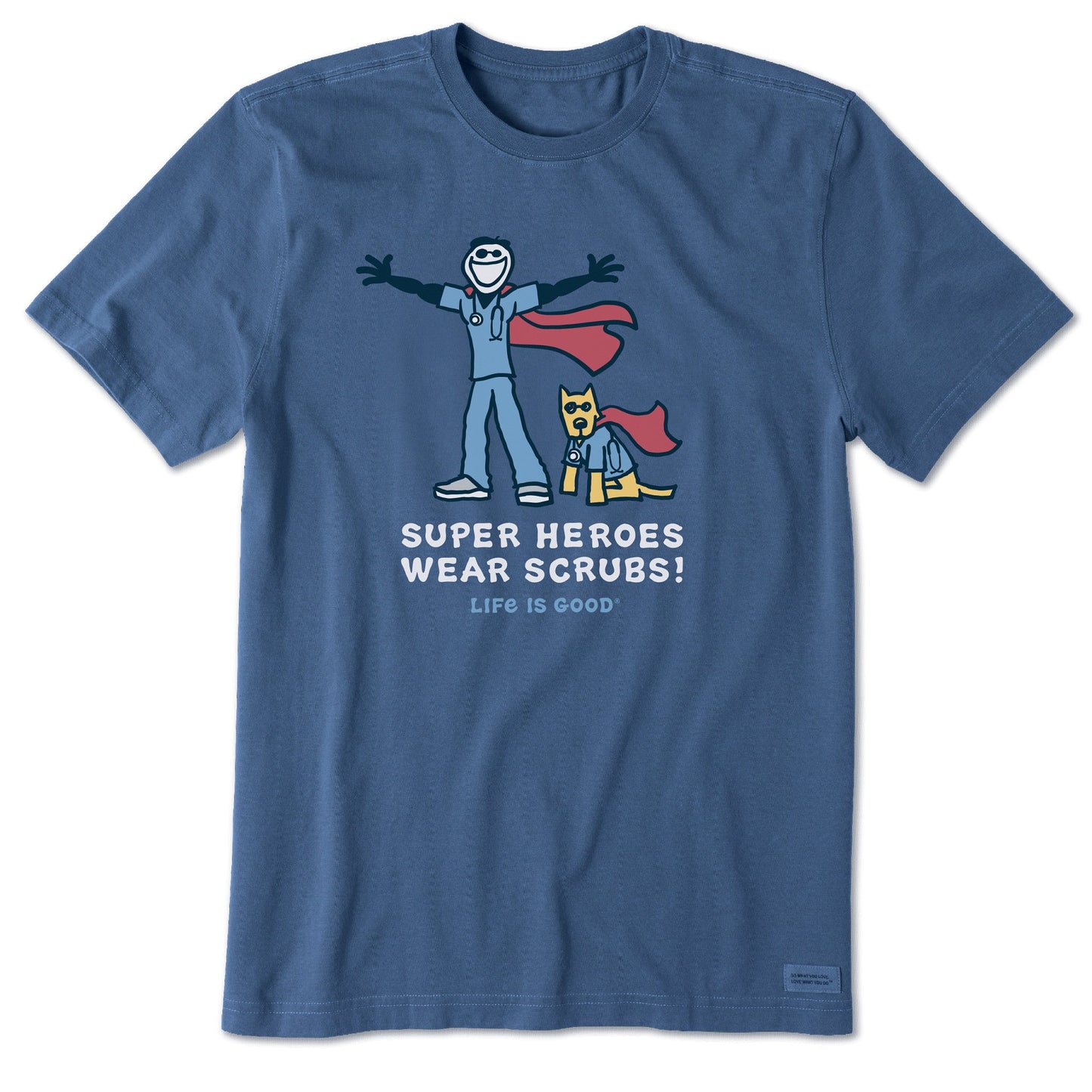 Men's Jake and Rocket Super Heroes Wear Scrubs Short Sleeve Crusher Tee