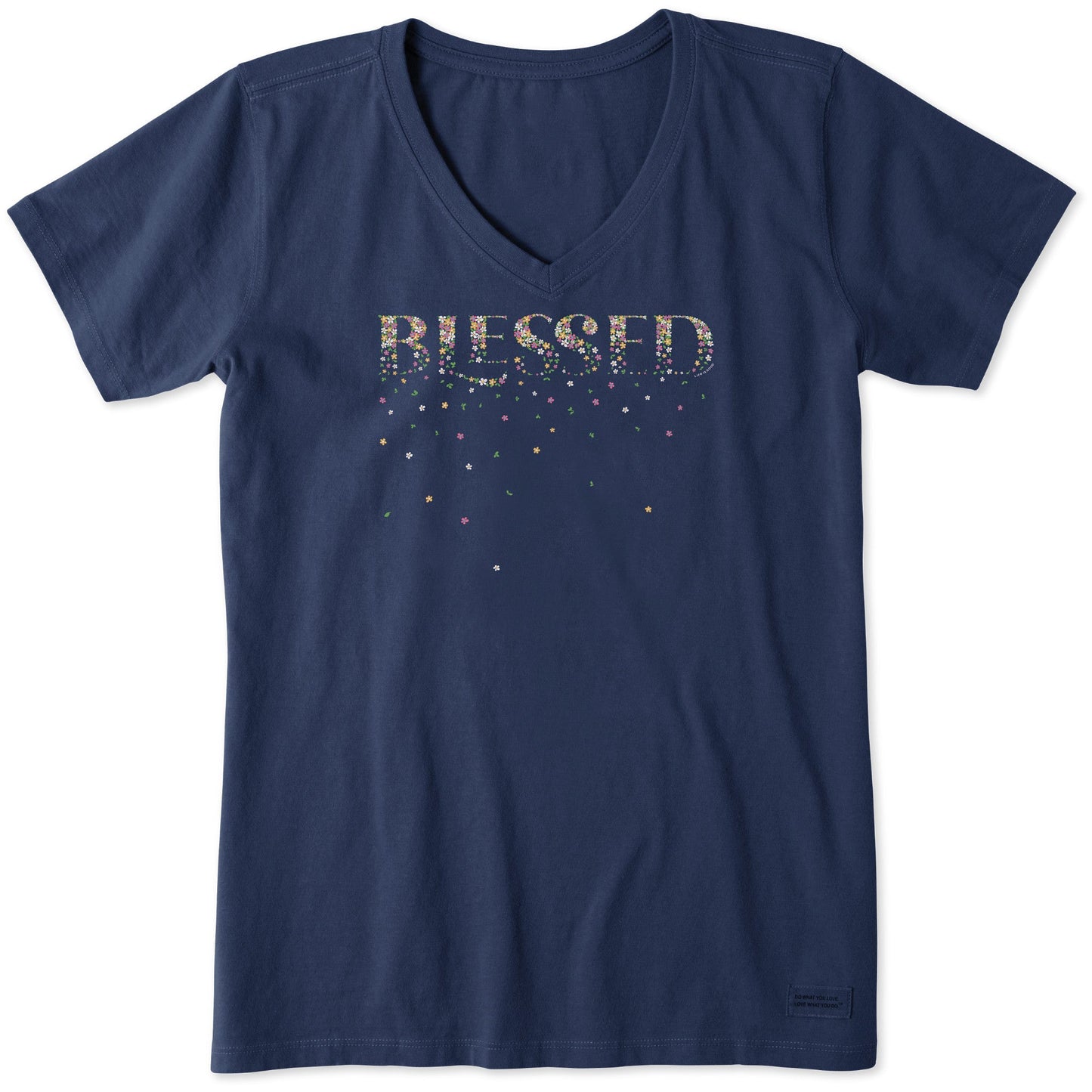 Women's Blessed Spring Flowers Short Sleeve Vee