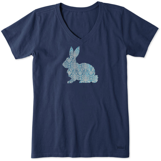 Women's Posh Bunny Short Sleeve Crusher Vee