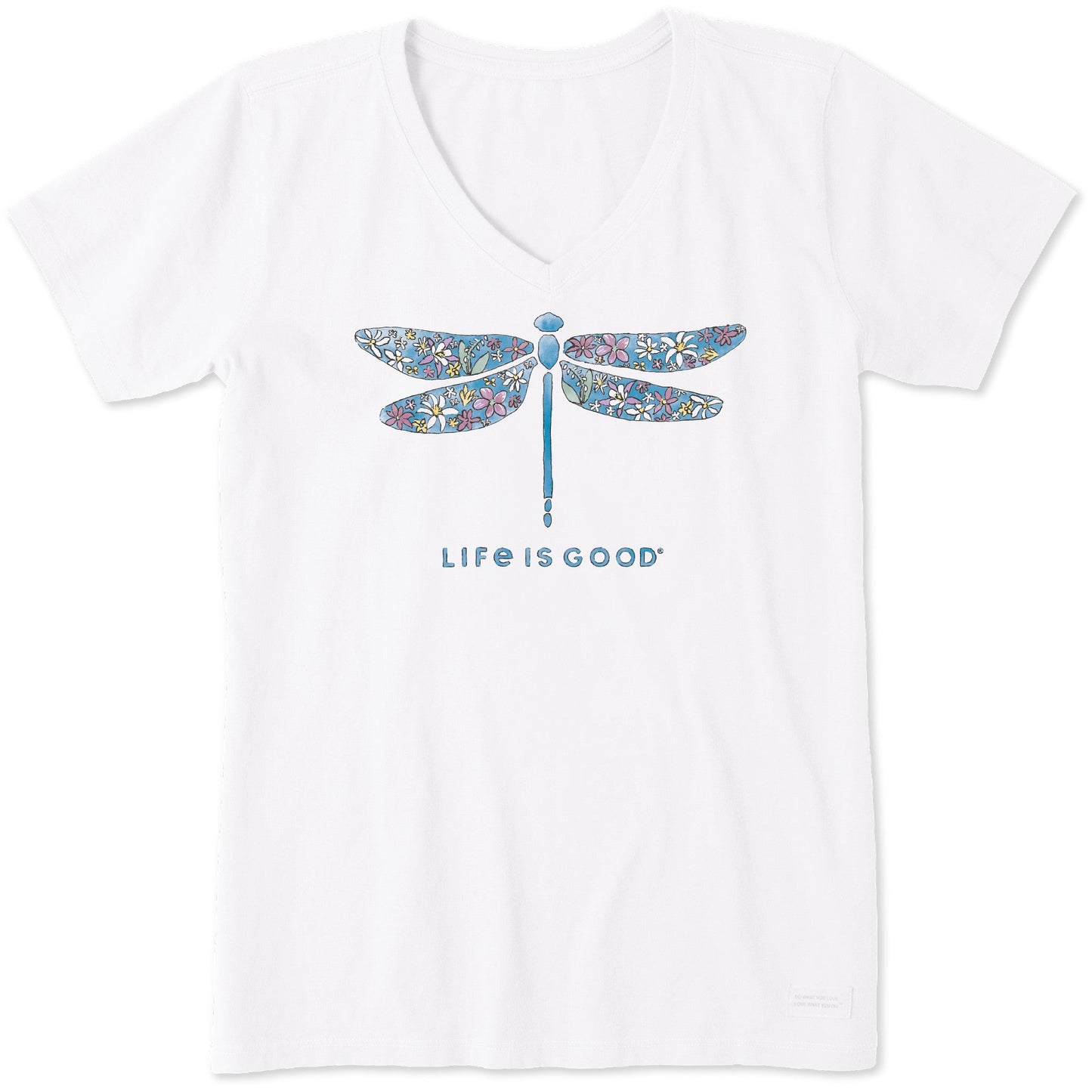 Women's Wildflower Dragonfly Short Sleeve Vee
