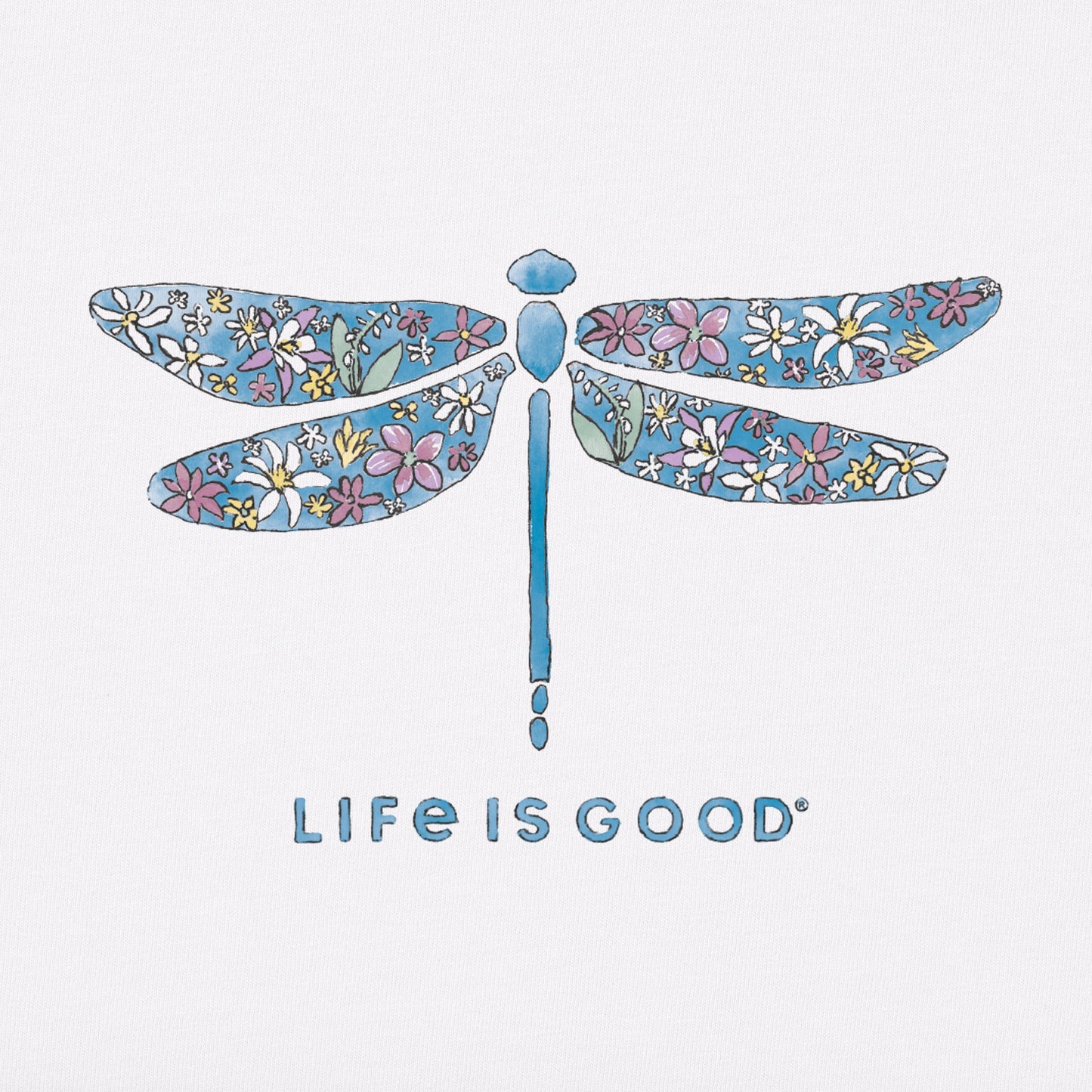 Women's Wildflower Dragonfly Short Sleeve Vee