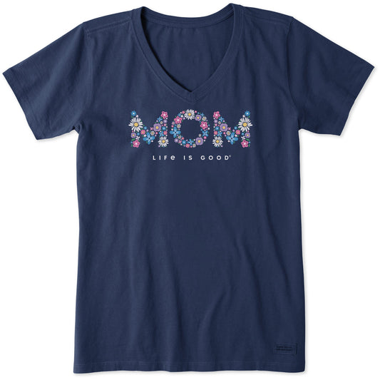 Women's Wildflower Mom Short Sleeve Crusher Vee