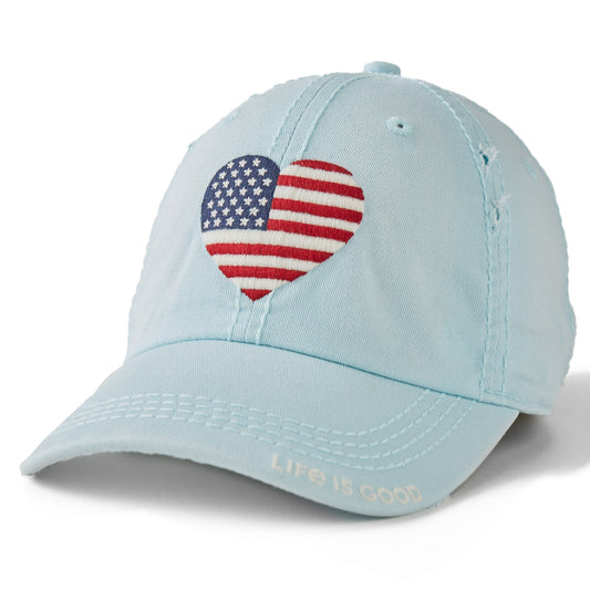 Adult Unisex Flag Heart Sunwashed Chill Cap
