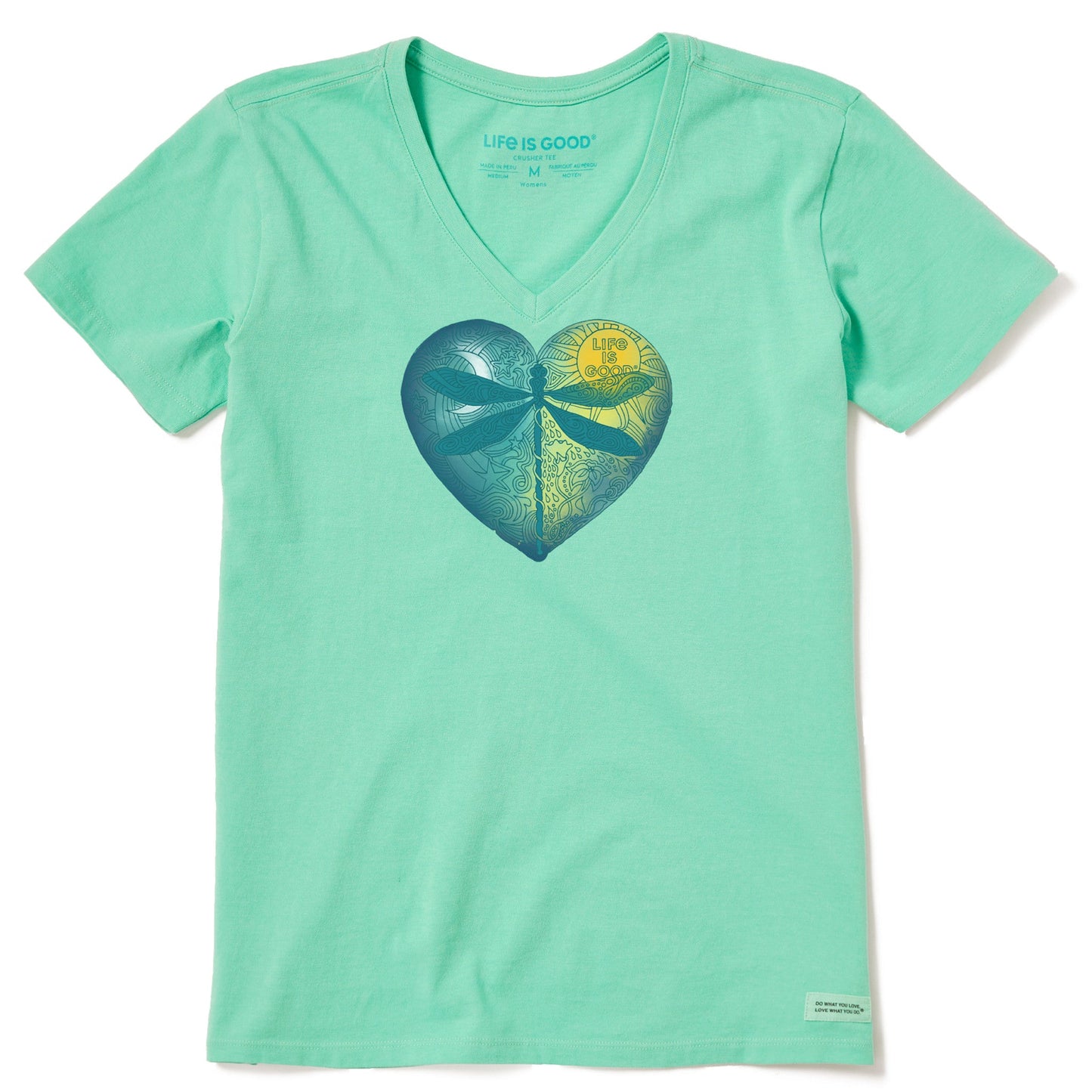 Women's Dragonfly Heart Short Sleeve Vee