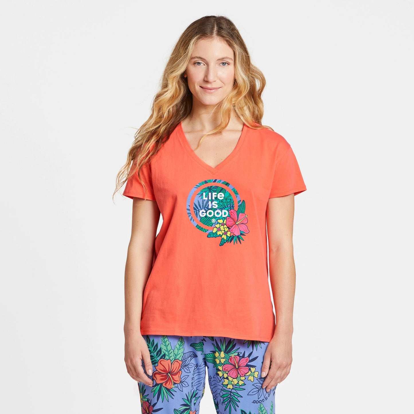 Women's Tropical Hibiscus Palm Coin Snuggle Up Relaxed Sleep Vee