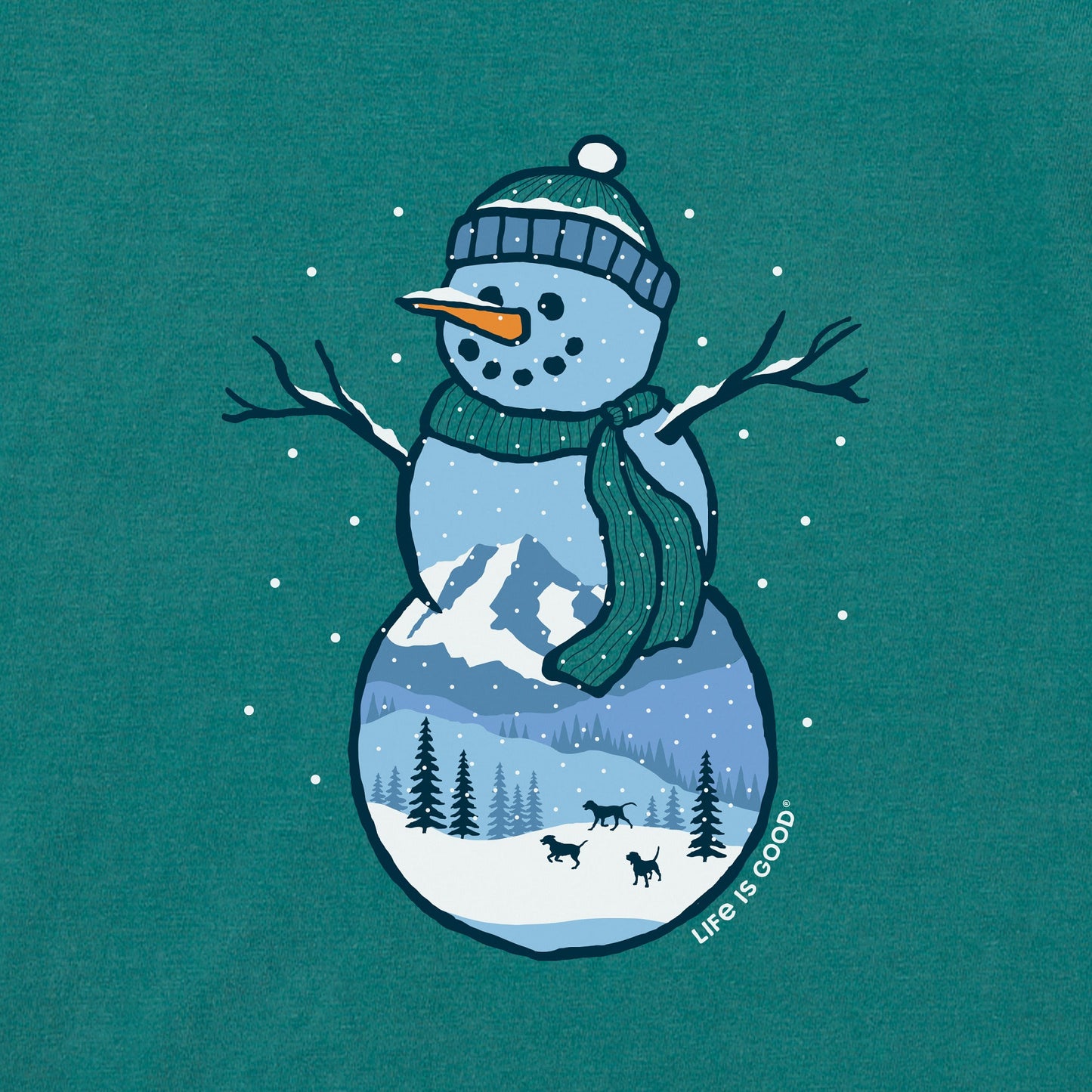 Women's Snowman Winter Landscape Long Sleeve Snuggle Up Sleep Tee