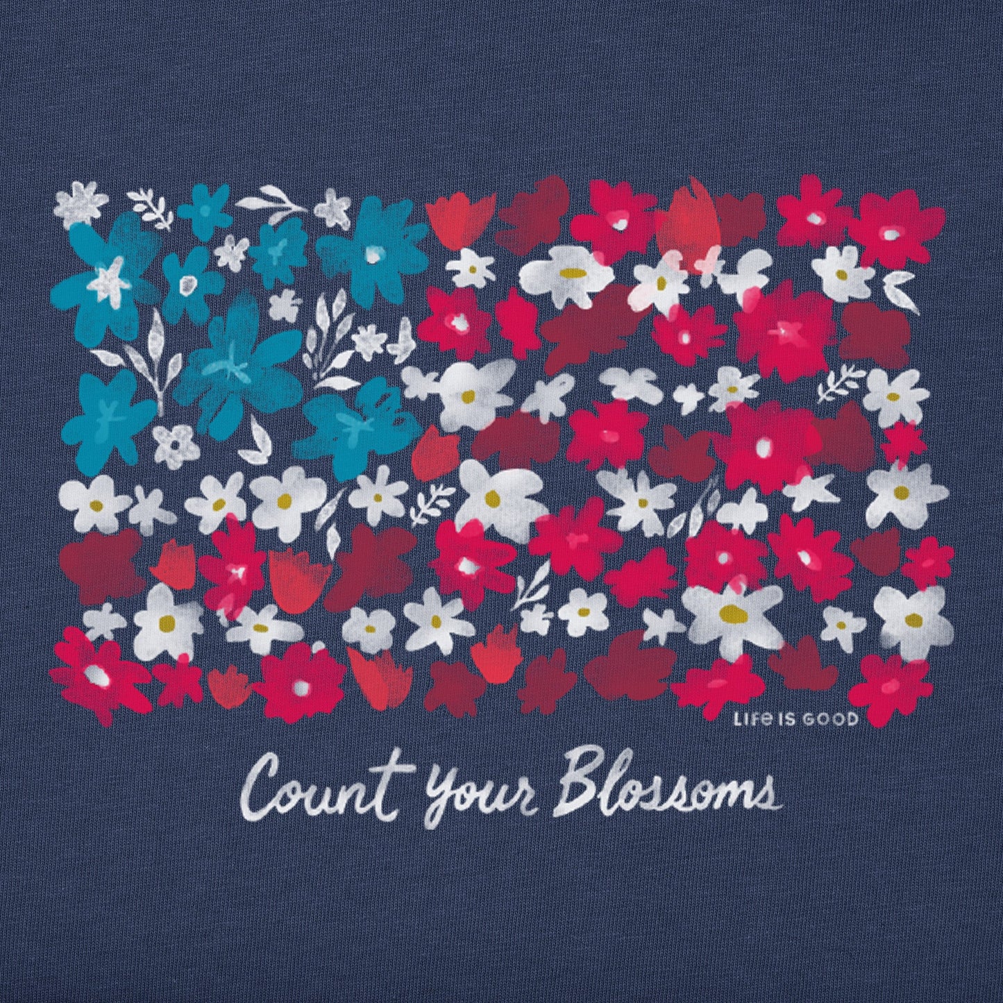 Women's Count your Blossoms USA Flag Short Sleeve Crusher Vee