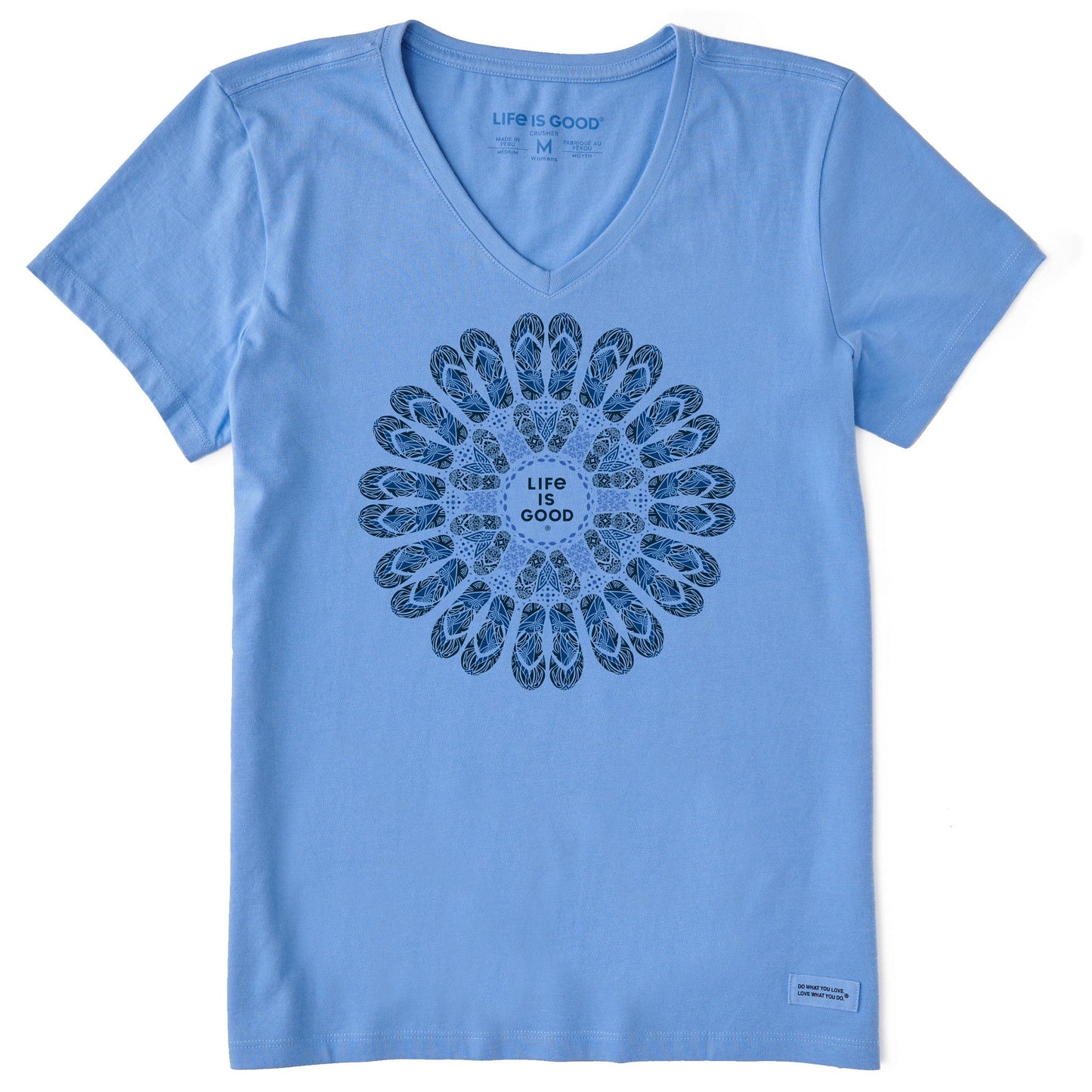 Women's Flip Flop Mandala Short Sleeve Crusher Vee
