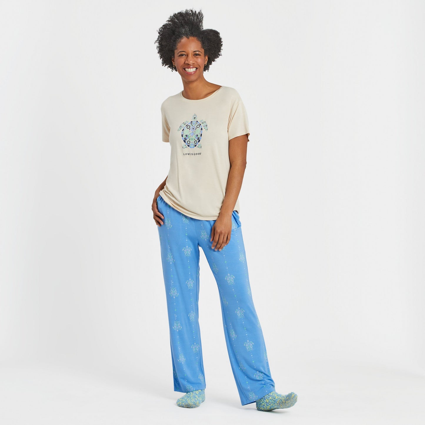 Women's Turtle Mosaic Pattern Lightweight Sleep Pant