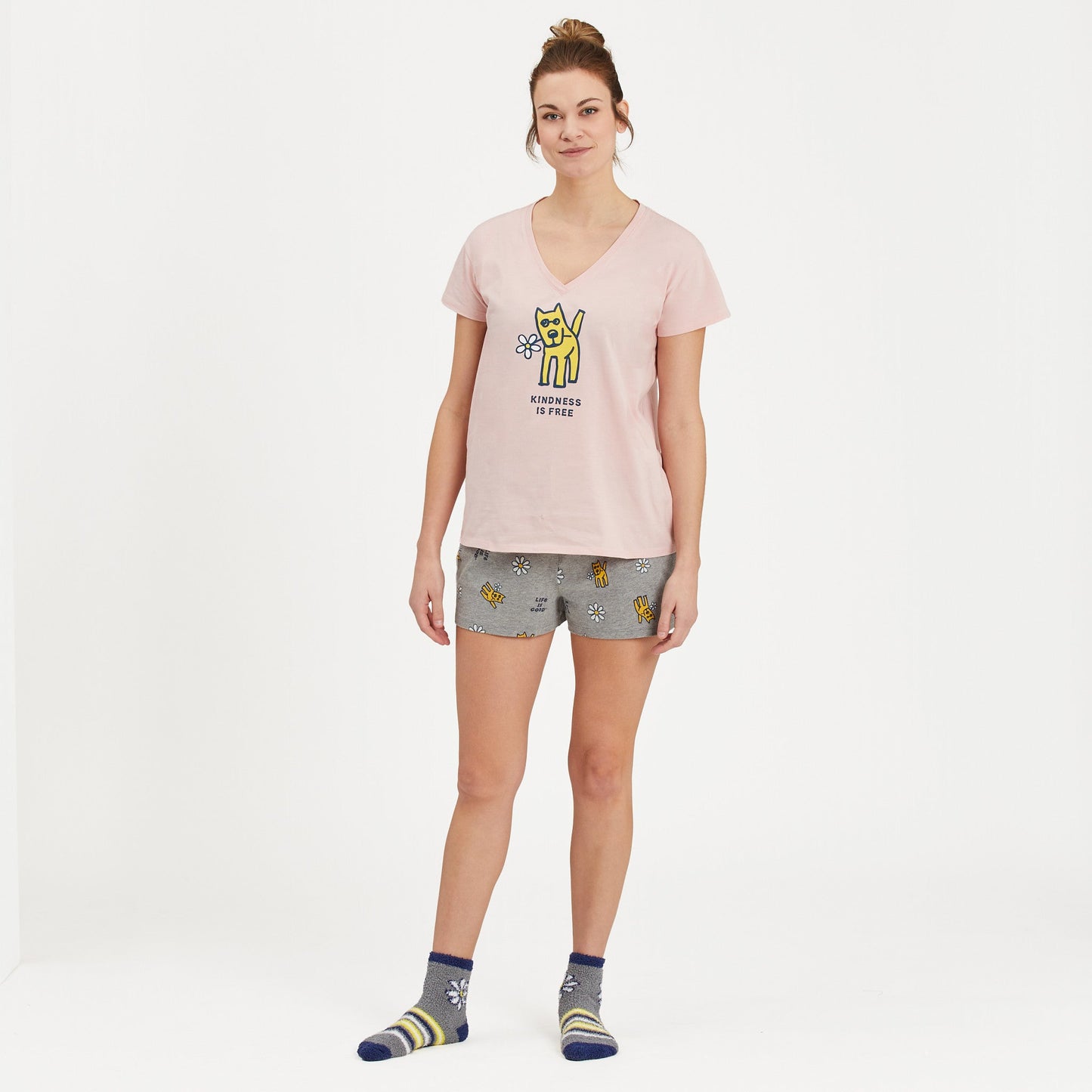 Women's Rocket Kindness is Free Snuggle Up Relaxed Sleep Vee