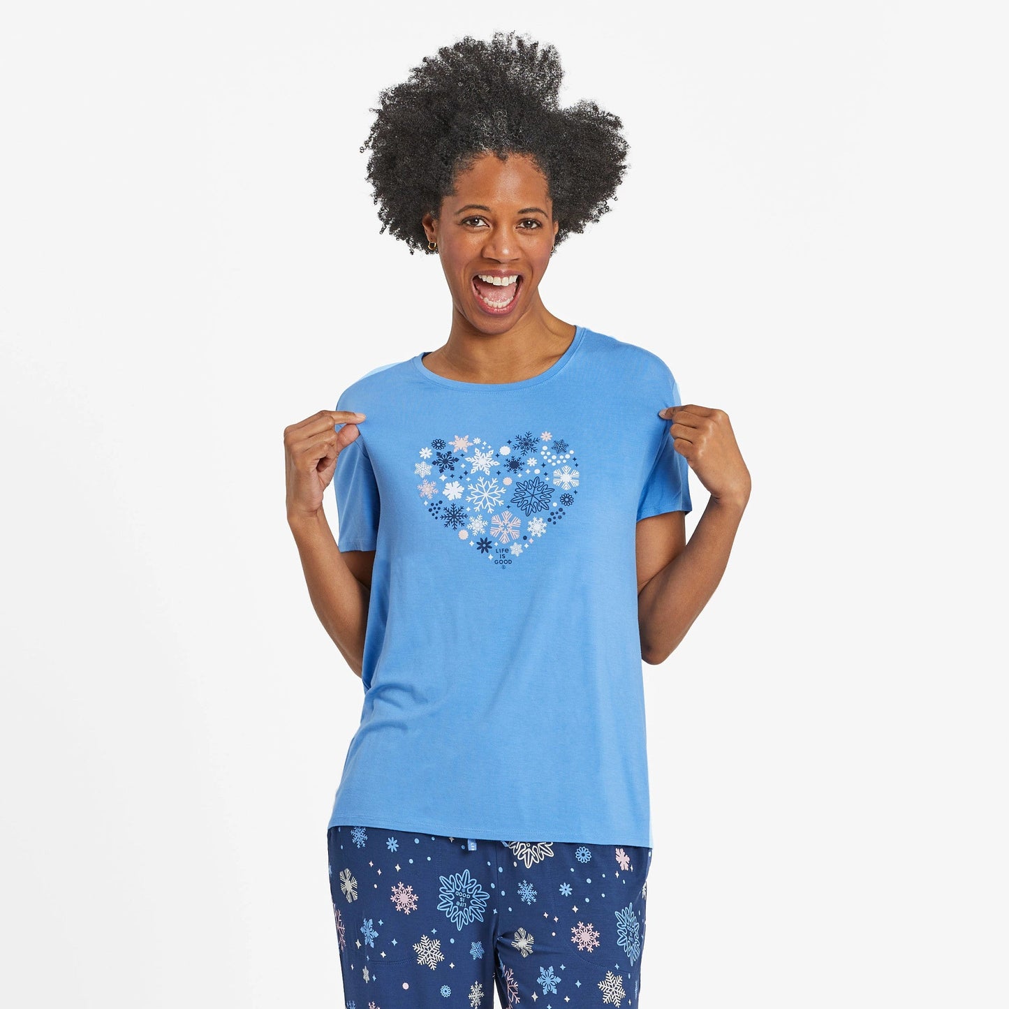 Women's Snowflake Heart Lightweight Sleep Tee