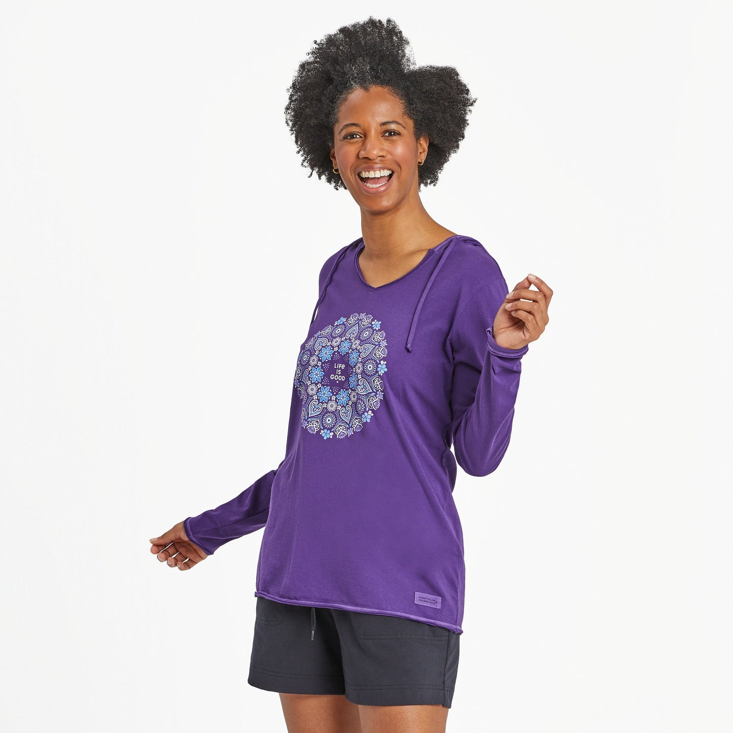 Women's Wildflower Primal Mandala Long Sleeve Hooded Tee
