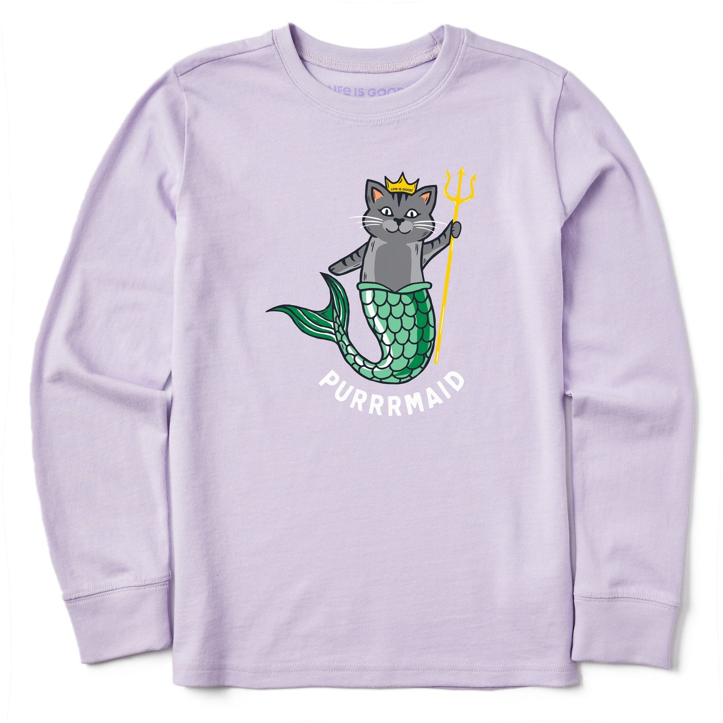 Kids Purrrmaid Long Sleeve Crusher Tee