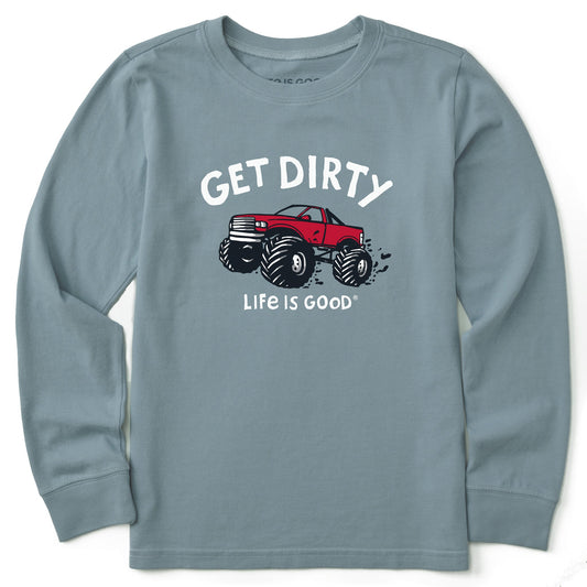 Kids Get Dirty Truck Long Sleeve Crusher Tee