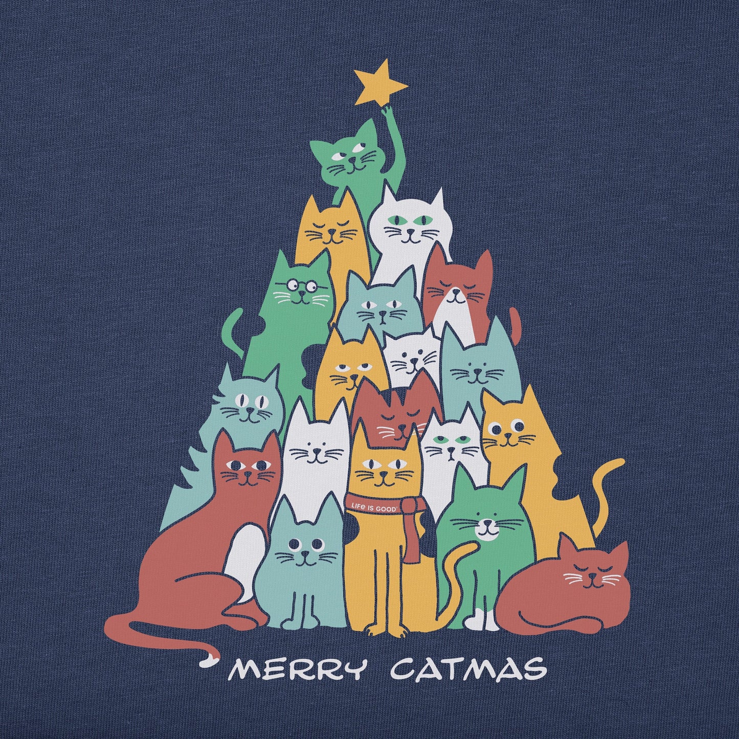 Kids Merry Catmas Long Sleeve Crusher Tee