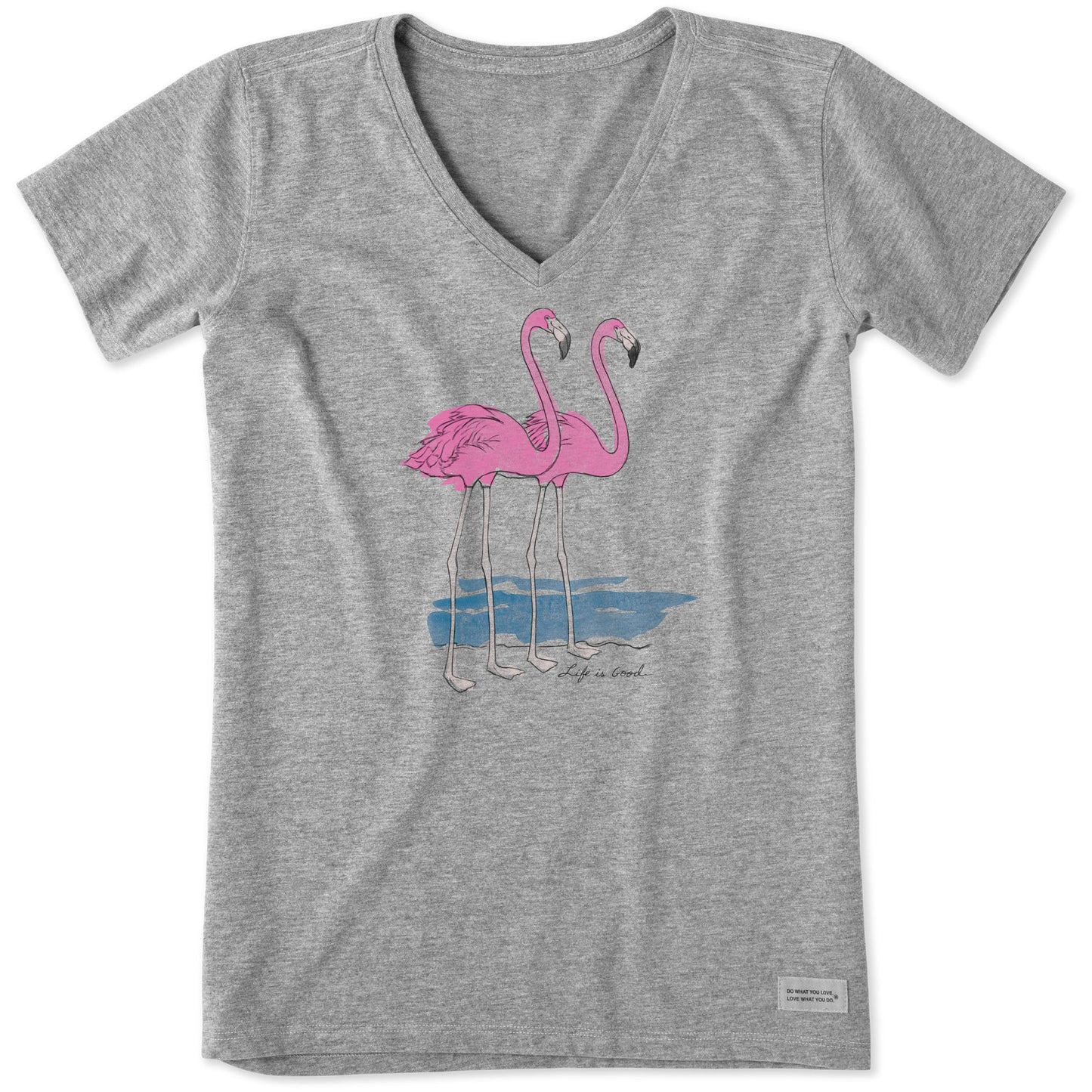 Women's Elegant Flamingos Short Sleeve Vee