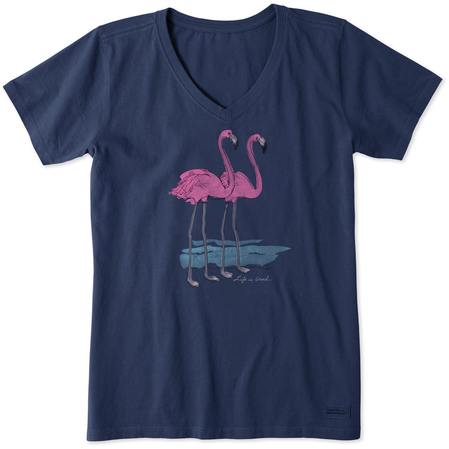 Women's Elegant Flamingos Short Sleeve Vee