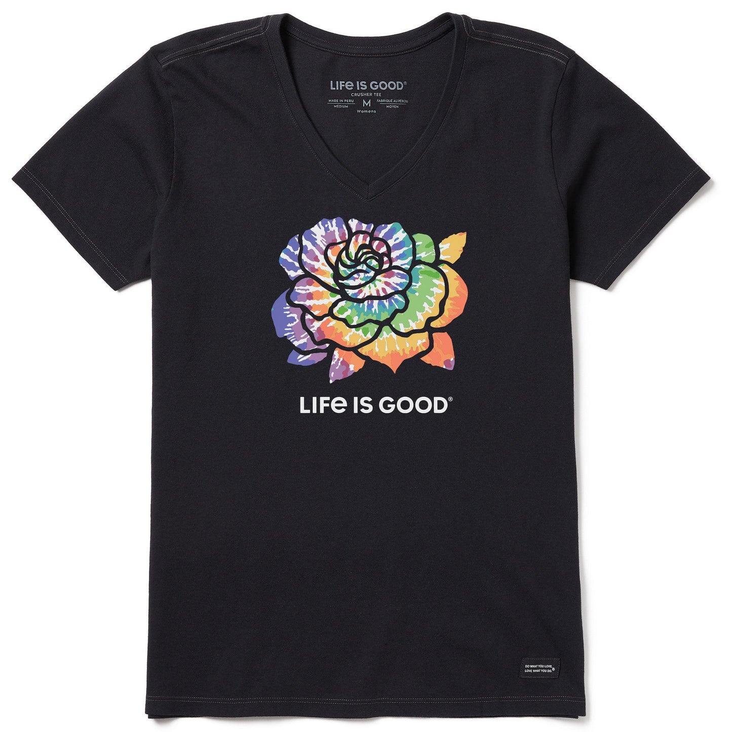 Women's Tie Dye Rose Short Sleeve Vee