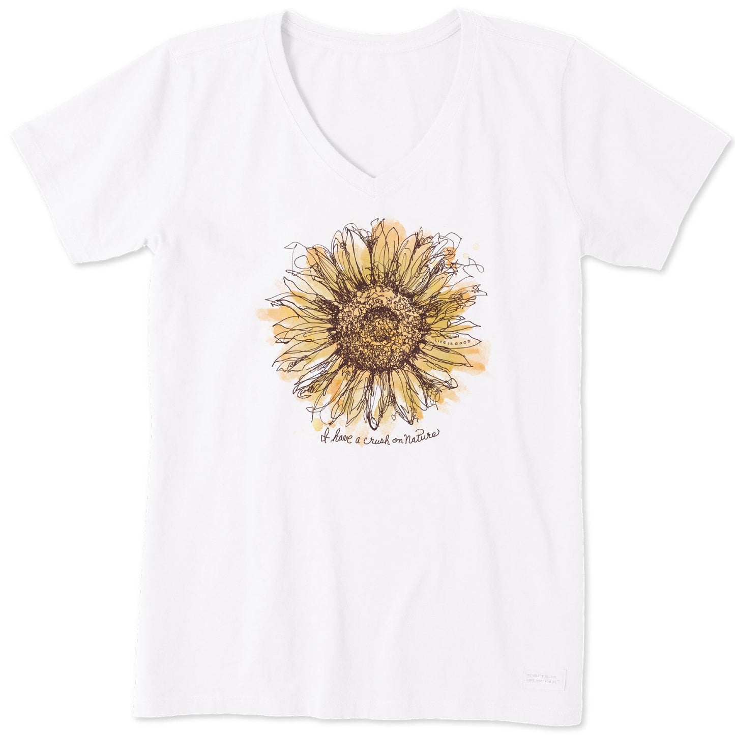 Women's Scribbled Sunflower Short Sleeve Vee