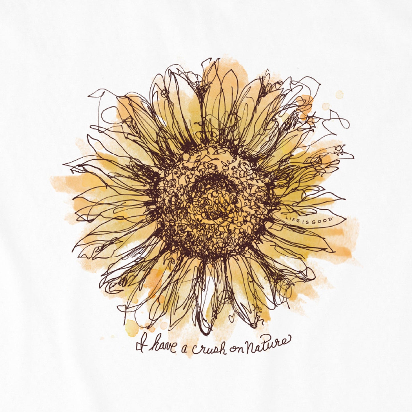 Women's Scribbled Sunflower Short Sleeve Vee